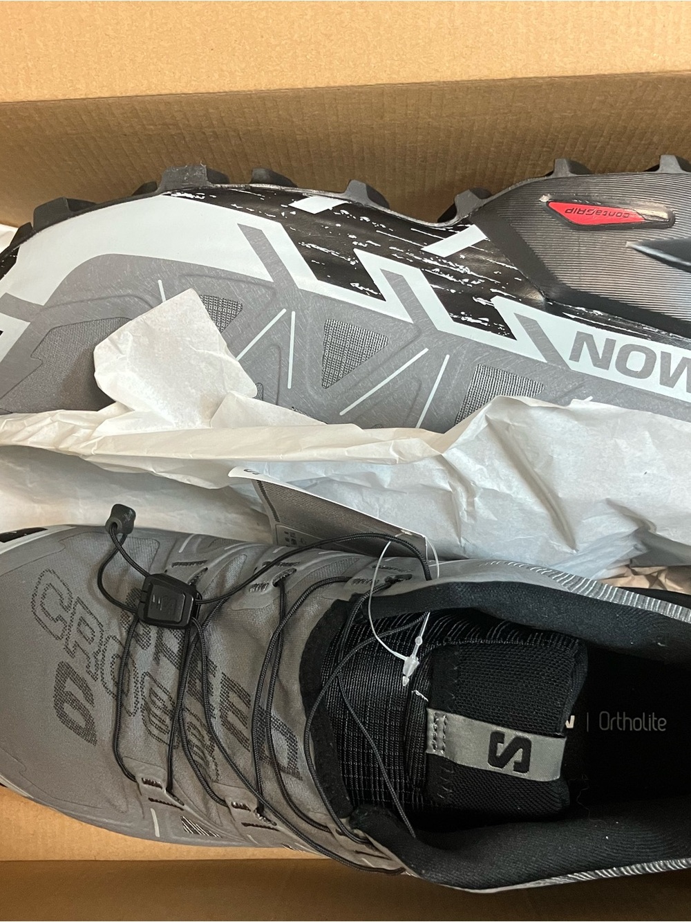 New in box Men's Trail Shoes - Gray and Black with Light Blue Accents
